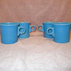 VTG Set Of 4 FIESTA Tom & Jerry MUGS Ring Handle RETIRED Stoneware USA Peacock